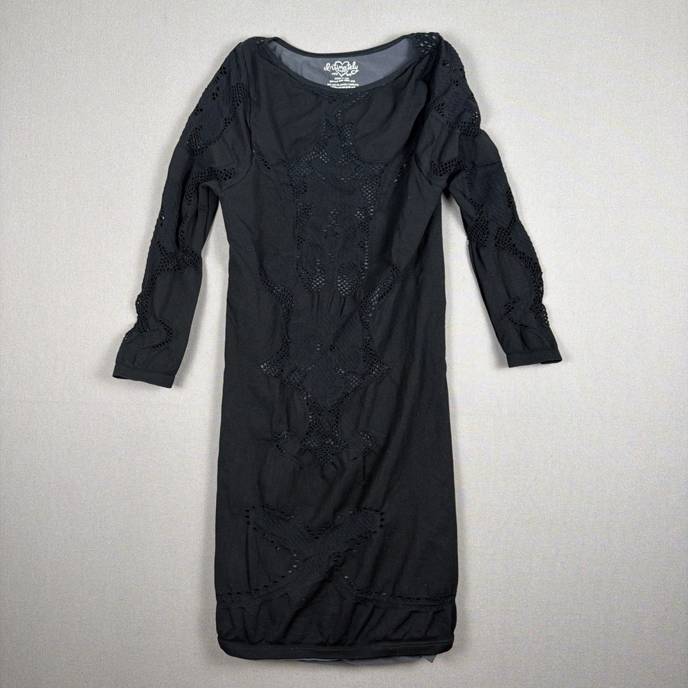 Free People Black Long Sleeve Bodycon Cutout Dress Size XS/S